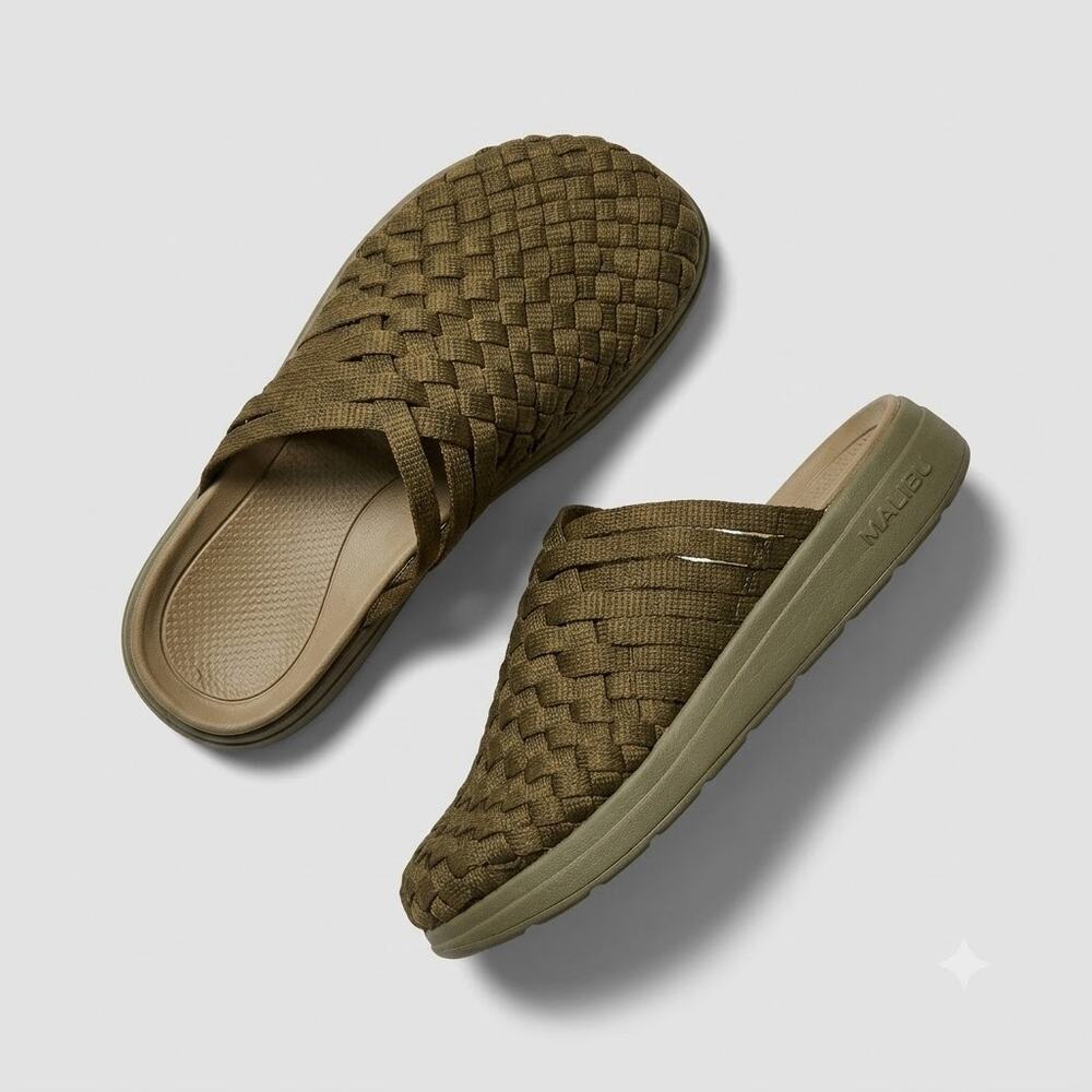 Malibu Sandals Colony Classic Nylon Eva Olive Green Slip On Mens 8 Womens 10